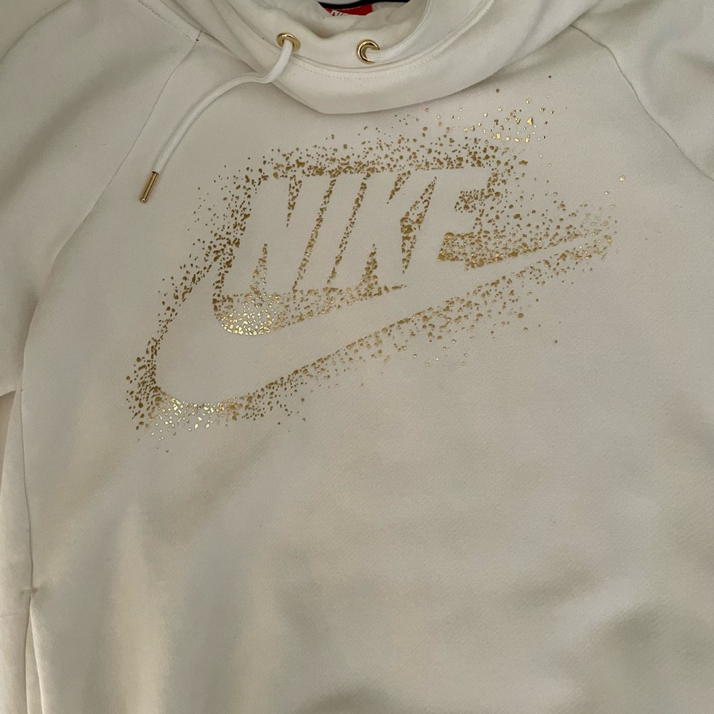 Nike Cream and Gold Cowl Neck Sweater